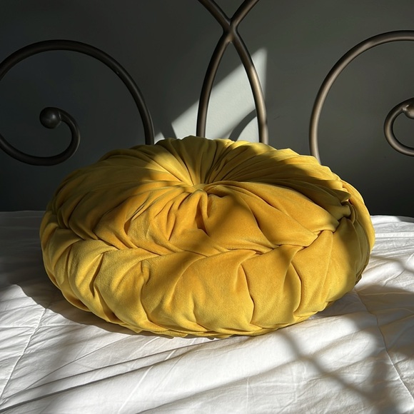 Yellow Velvet Accent Pillow - Picture 4 of 5